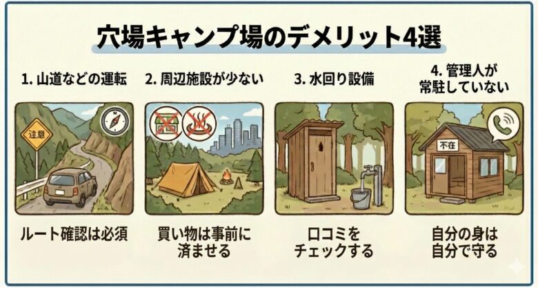 穴場キャンプ場 デメリット
