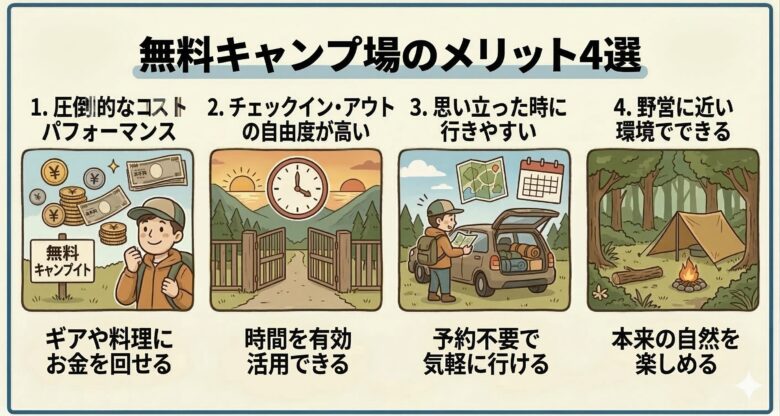 無料キャンプ場のメリット4選
