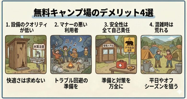 無料キャンプ場のデメリット4選