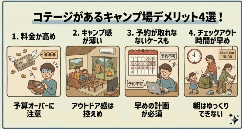 コテージがあるキャンプ場のデメリット４選