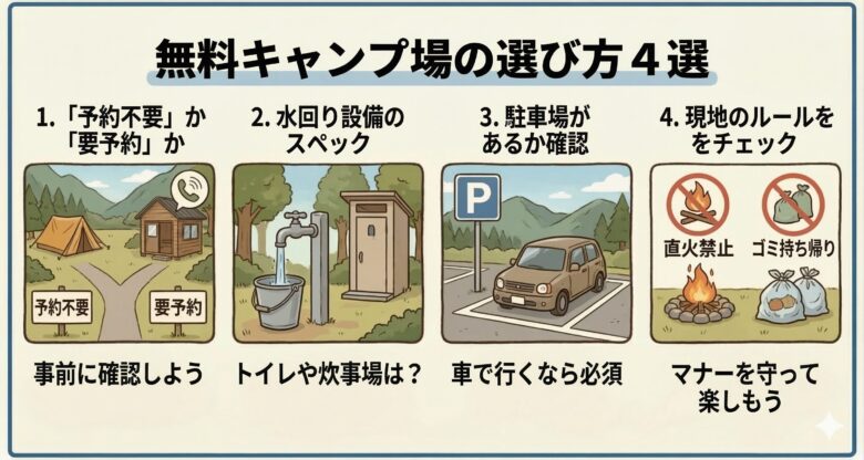無料キャンプ場の選び方4選